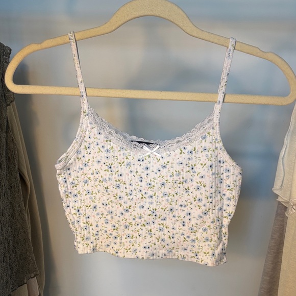 Brandy Melville Blue Floral Lace Cami - Picture 1 of 2